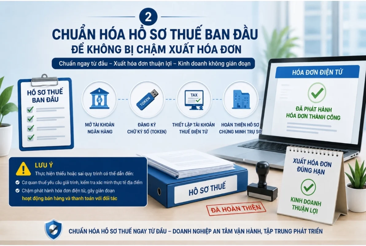 Chuẩn hóa hồ sơ thuế ban đầu để không bị chậm xuất hóa đơn cho doanh nghiệp mới thành lập