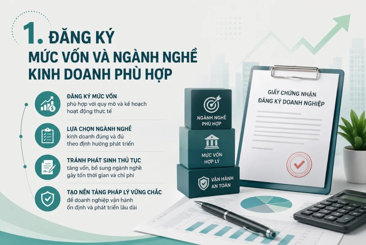 Đăng ký mức vốn và ngành nghề kinh doanh phù hợp cho doanh nghiệp mới thành lập