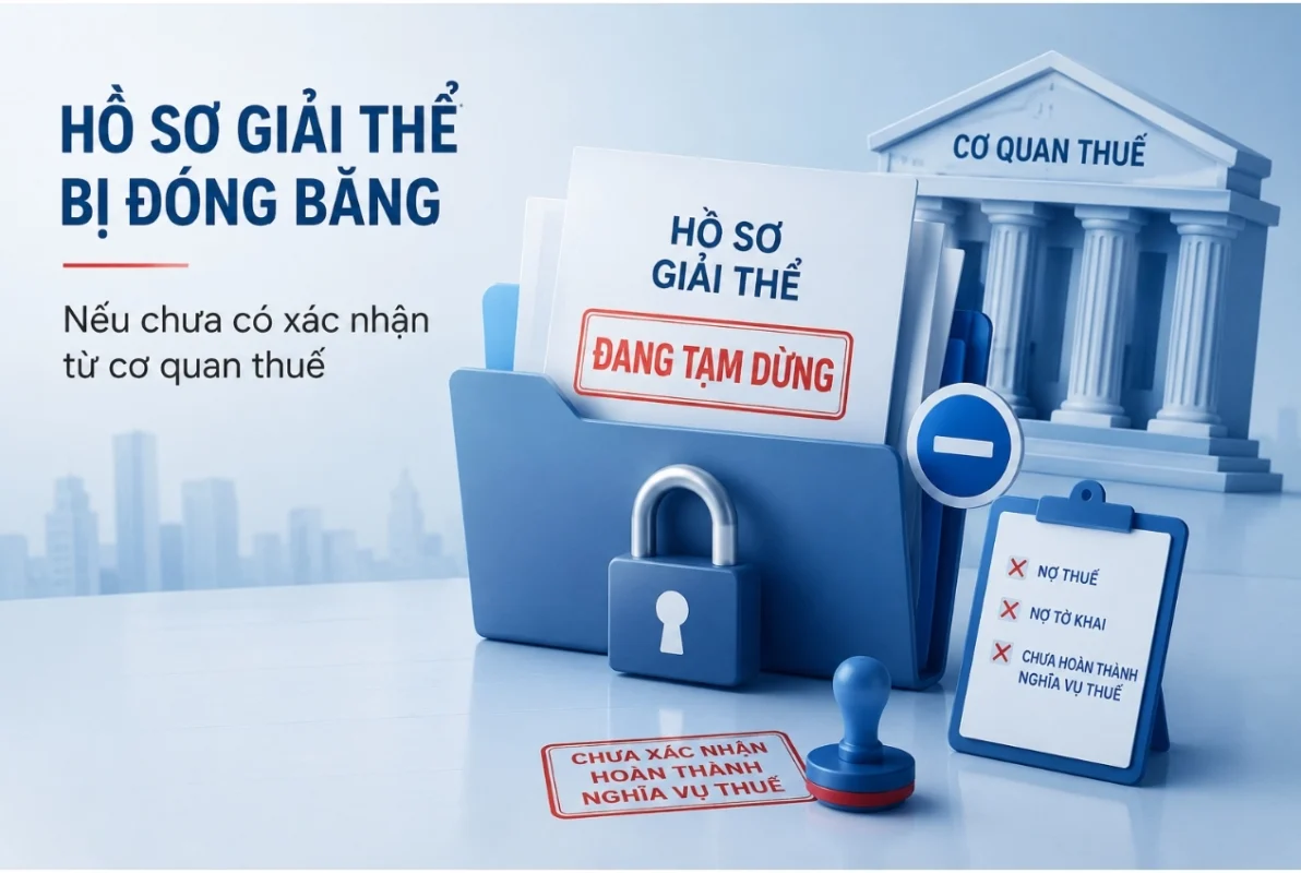 Hồ sơ giải thể công ty bị đóng băng nếu chưa có xác nhận hoàn thành nghĩa vụ thuế