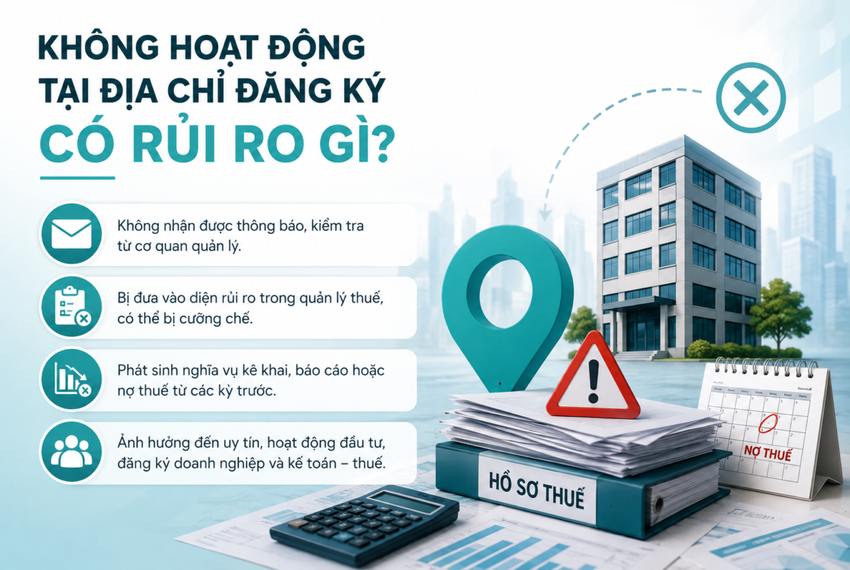 Không hoạt động tại địa chỉ đăng ký có rủi ro gì đối với doanh nghiệp nợ thuế