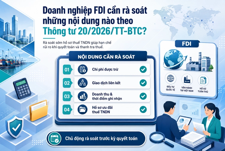 Doanh nghiệp FDI cần rà soát thuế TNDN theo Thông tư 20/2026/TT-BTC Doanh nghiệp FDI rà soát thuế TNDN theo Thông tư 20/2026/TT-BTC